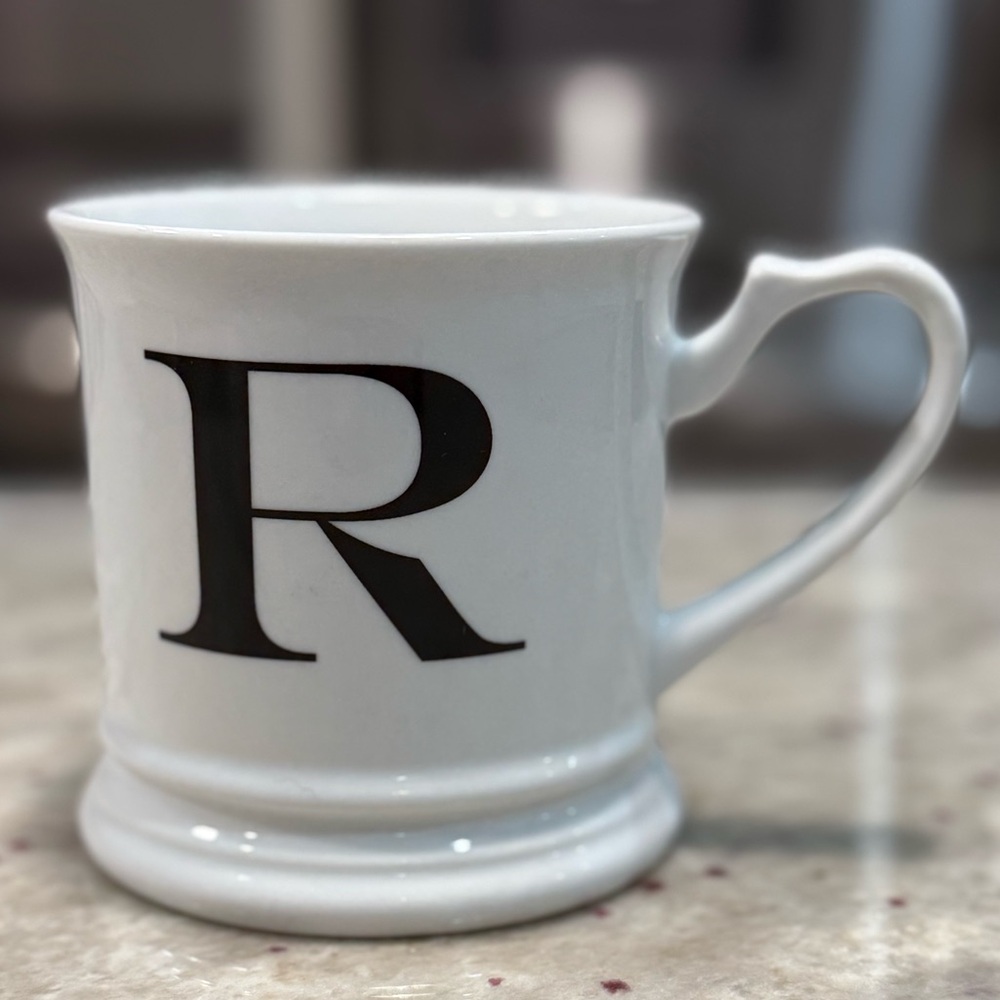 Williams Sonoma White Mug with Black Letter R